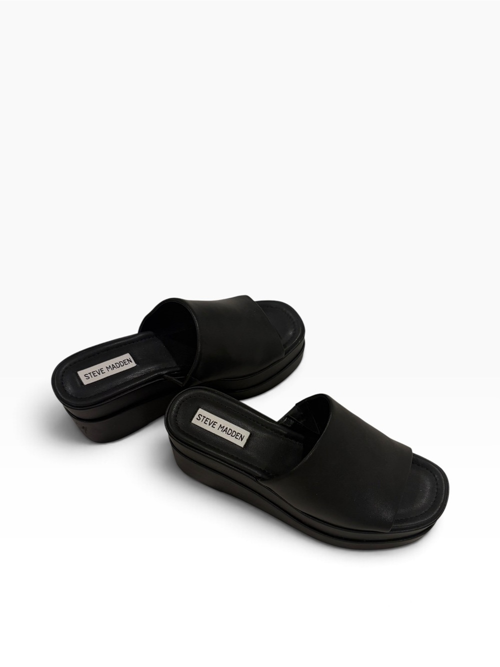 Steve Madden Black Slide Platform Mules
